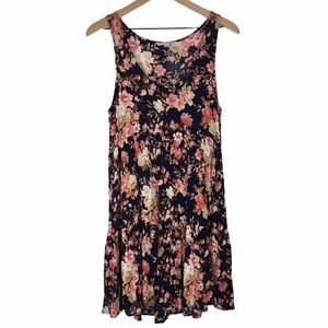 AMERICAN EAGLE Mini Dress Floral Tiered Scoop Neck Cottagecore Boho Size Small